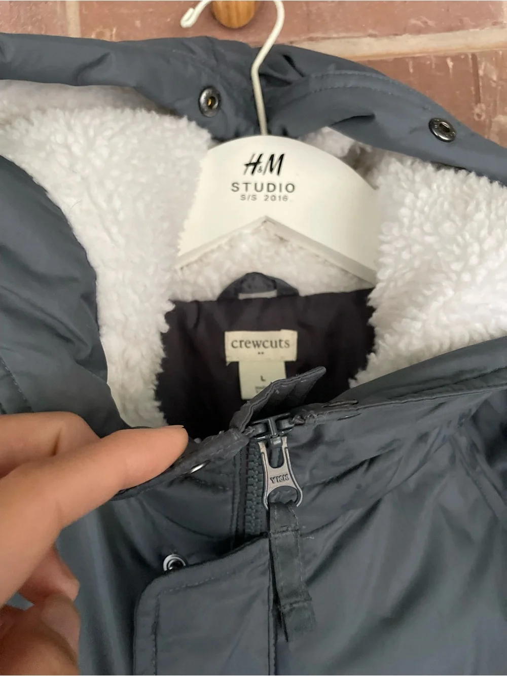 Crewcuts Kids Puffer Jacket with Sherpa Hood Lining size Large #240
